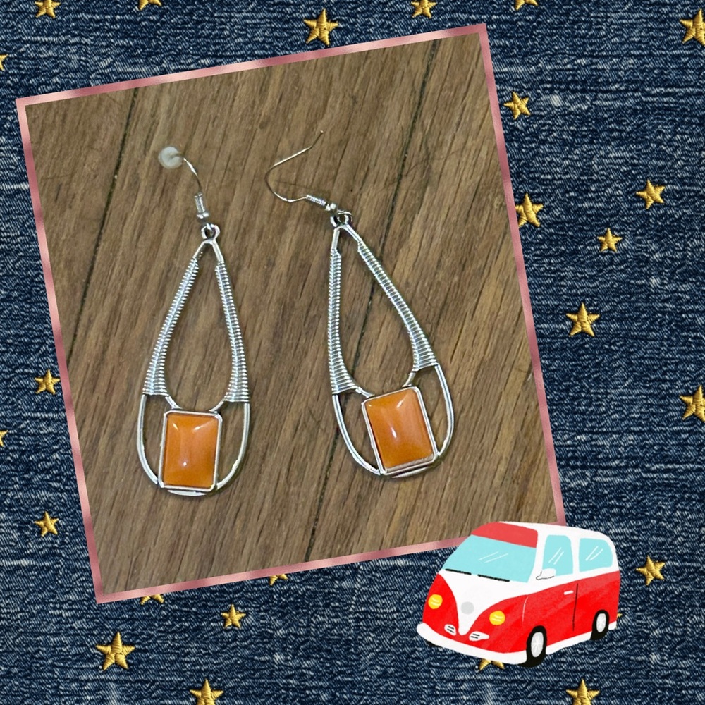 Paparazzi, Orange and Silver Earrings